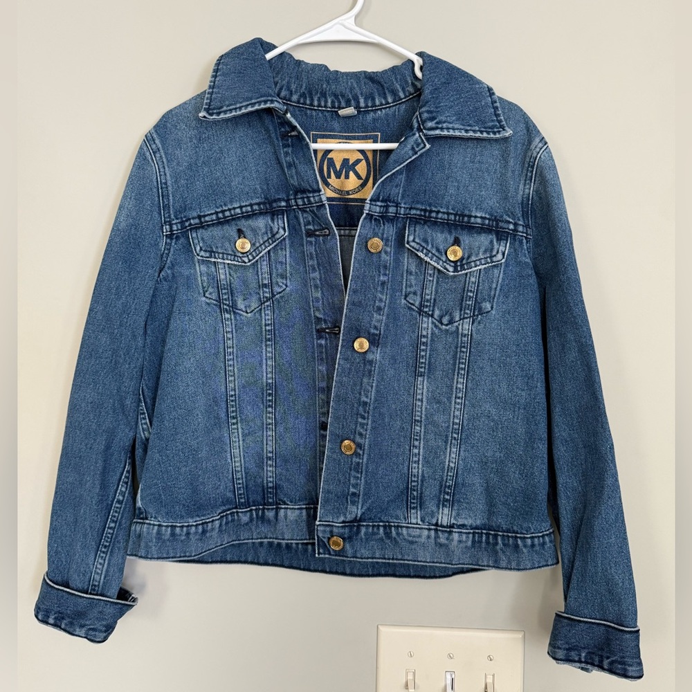 Michael Kors  Blue Denim Jean Jacket with Gold Buttons